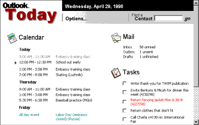 Outlook Today screen shot (10K bytes)
