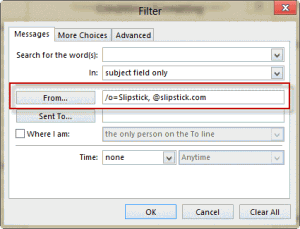 Create a conditional filter for internal addresses