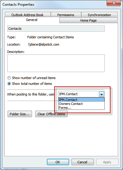 Contact forms properties
