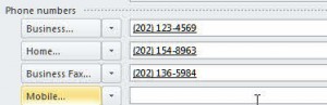 unchecked-numbers Phone numbers in Outlook