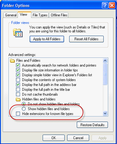 Show hidden files and folders in Windows