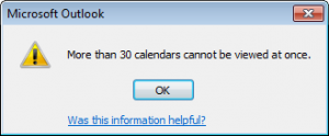 Warning dialog when you try to open more than 30 calendars
