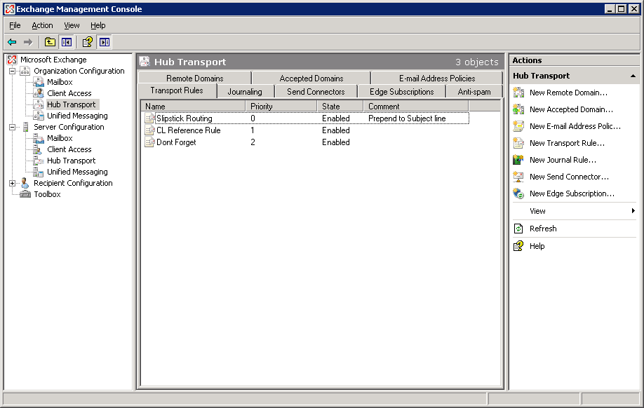 Exchange 2007 Message Transport Rules