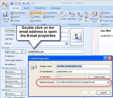 Outlook is Sending Winmail.dat Attachments