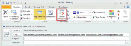 Create a meeting with the selected contacts