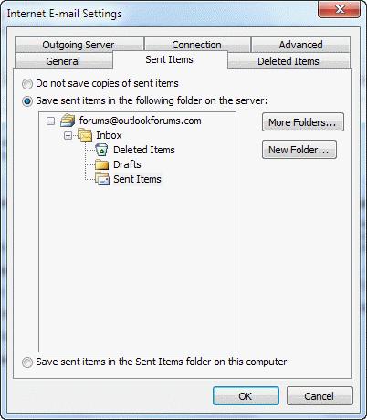 IMAP Sent folder configuration