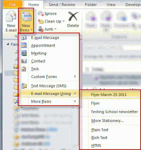 Using Stationery in Outlook