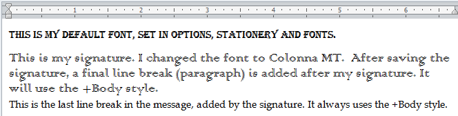 Sample of default font and +Body font
