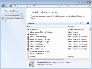 Windows XP - view installed updates