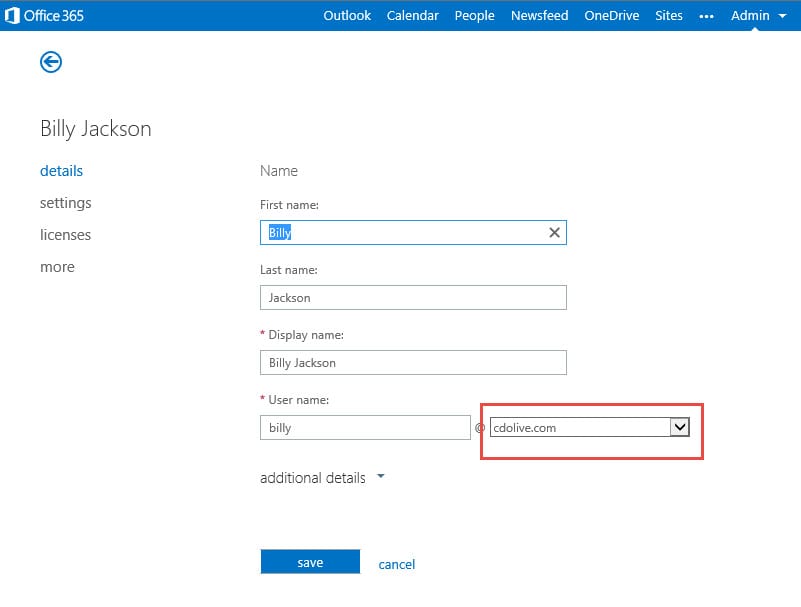 Changing the From Domain in Office 365
