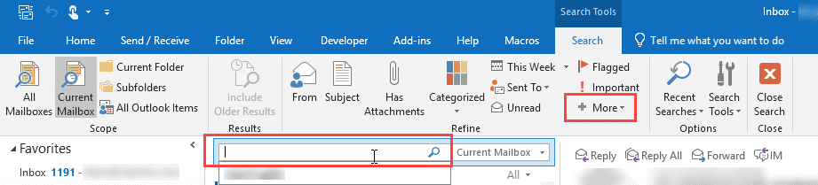 outlook search query language