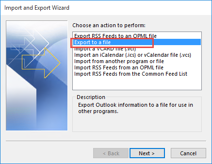 Choose Export to file
