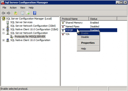SQL Configuration manager