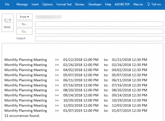How to print a list of recurring dates using VBA