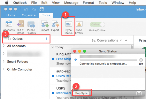 stop syncing Outlook 2016 for Mac