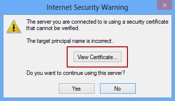 Certificate warning