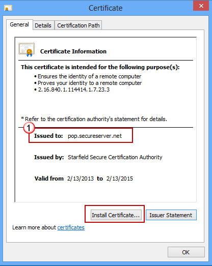 Install the certificate