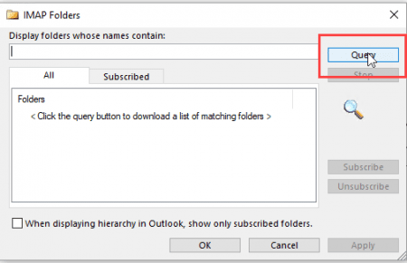 query for IMAP folders