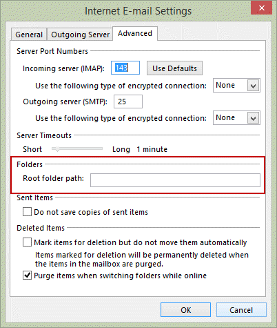Set a root folder for the imap account