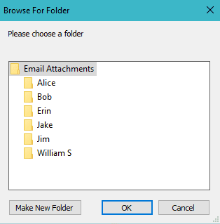 browse for folder to save attachments