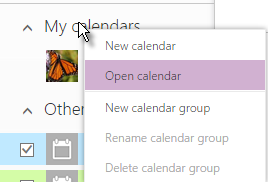 right click on a calendar group and choose Open calendar