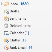 Folders with unread and total counts
