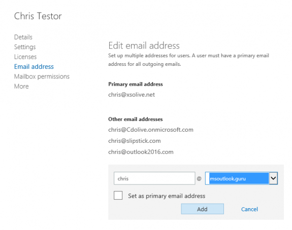 Using two (or more) custom domains with Office 365