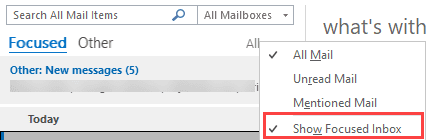 disable focused inbox in outlook desktop