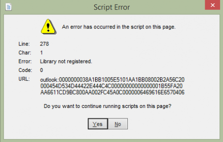 errore del set di script di accesso al Web di Outlook