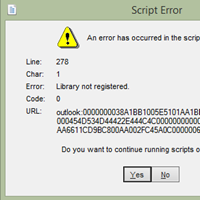 errore di script Outlook 2010 università non registrato
