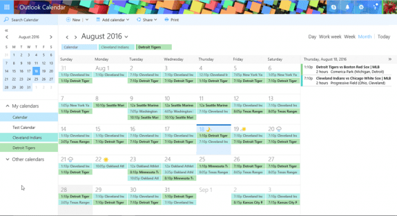 interesting calendar added to outlook on the web