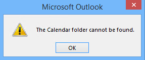 calendar folder cant be found error