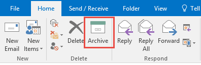 Outlook's new Archive button
