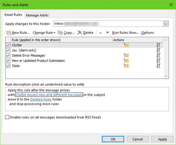 rules and alerts dialog