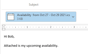 availability calendar added as an attachment 