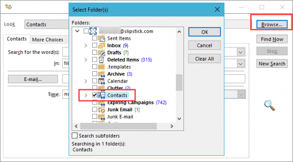 use advanced find to locate the folder