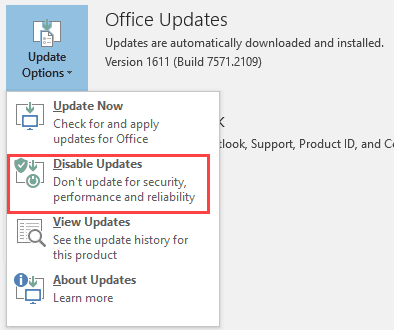 disable updates