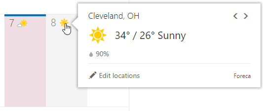 weather in Outlook on the web