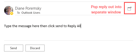 reply in the reading pane