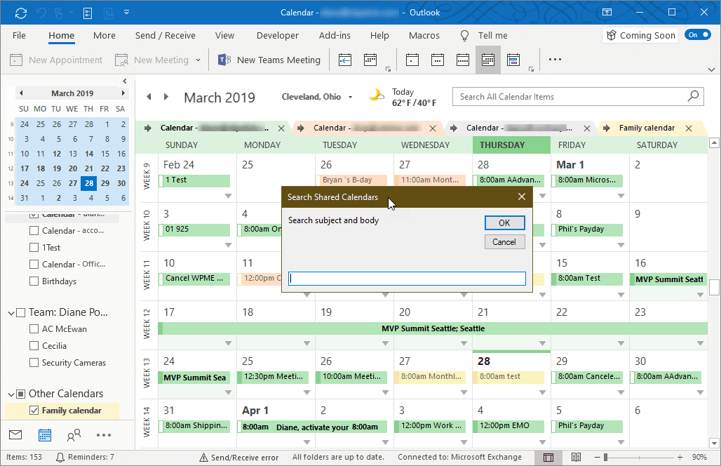 Search Calendars for Appointments