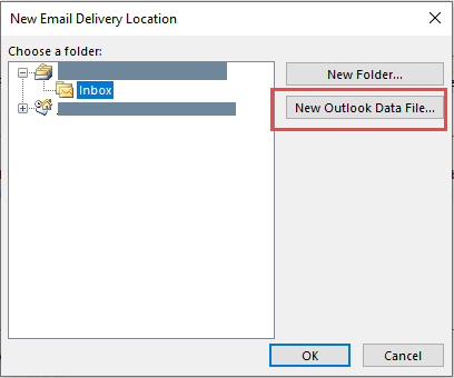 add new outlook data file