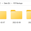 copy pst files to a date folder