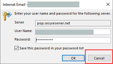 cancel password dialog