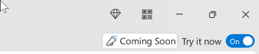coming soon button in Outlook for Windows