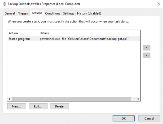 Use PowerShell to backup Outlook PST files