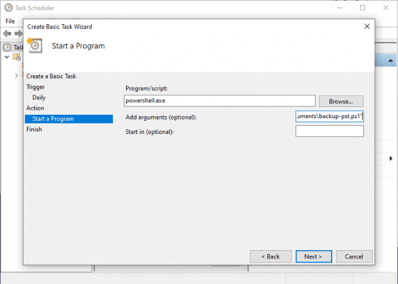 Use PowerShell to backup Outlook PST files