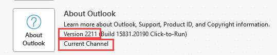 Outlook Version 2211