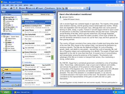 Outlook 2003 interface