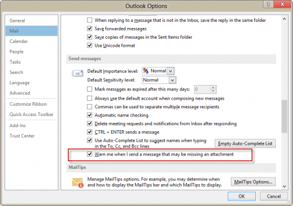 Outlook 2013's missing attachment option