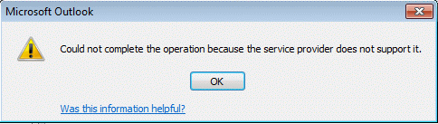 Can't complete the operation error